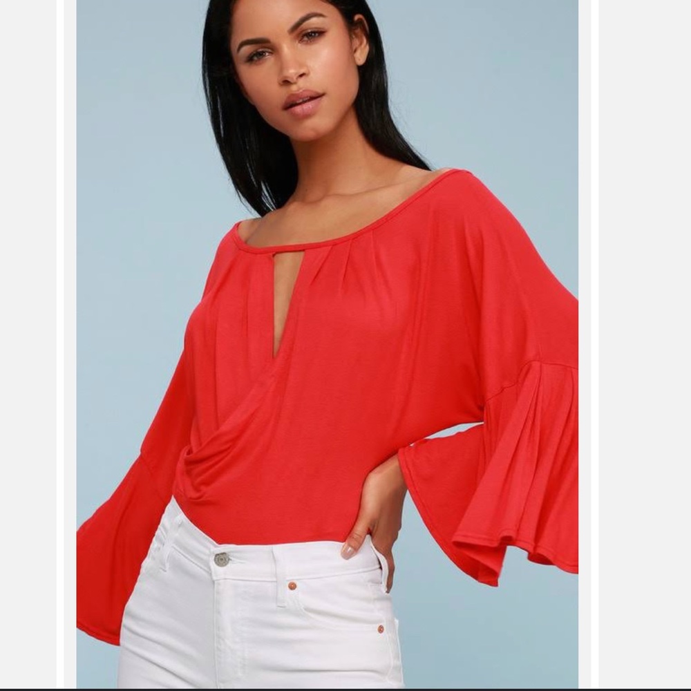 Free People red bell sleeve top